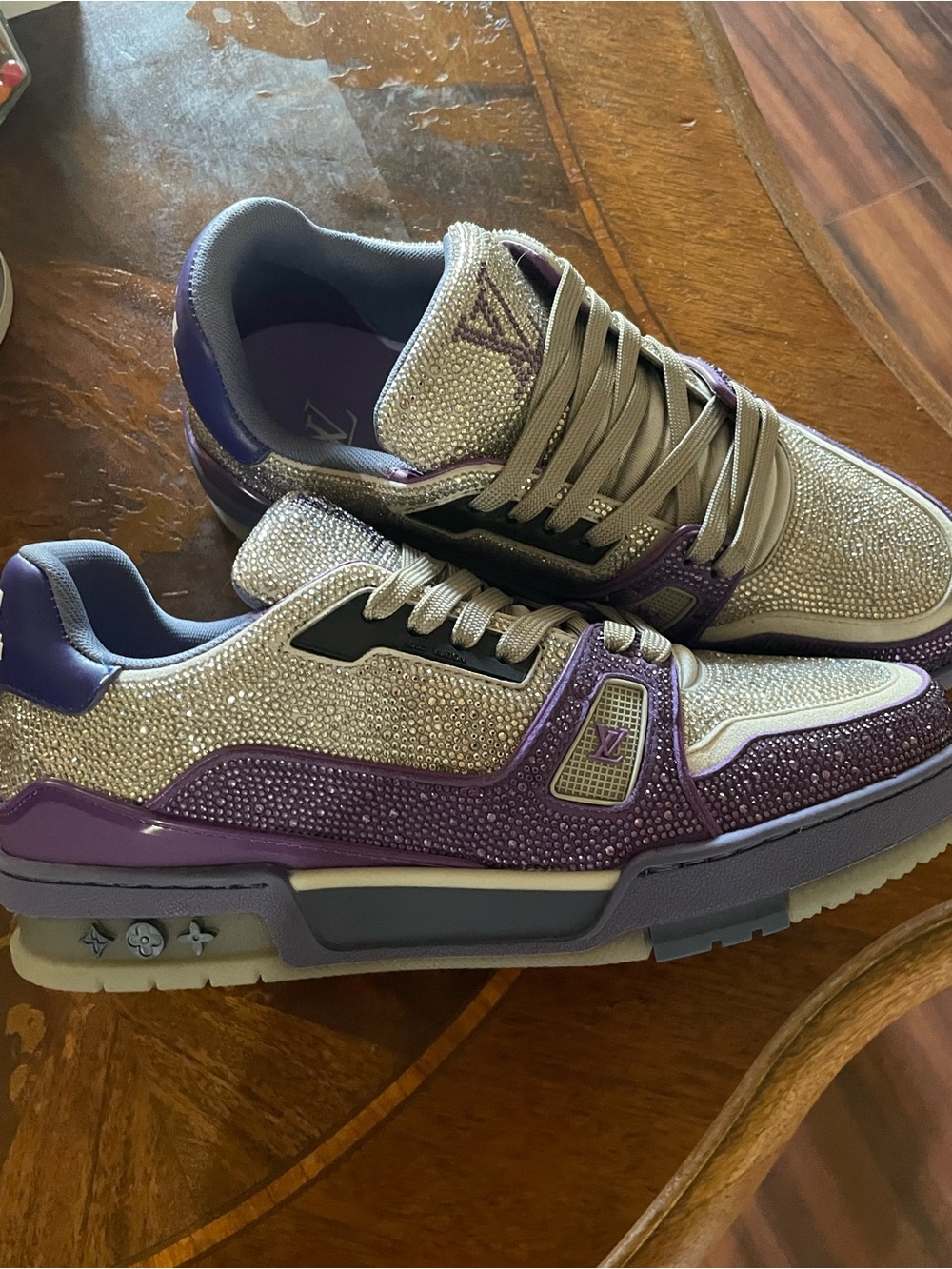 Louis Vuitton Men's Low-Top Sneakers in Purple and Silver Crystal - Picture 2 of 4